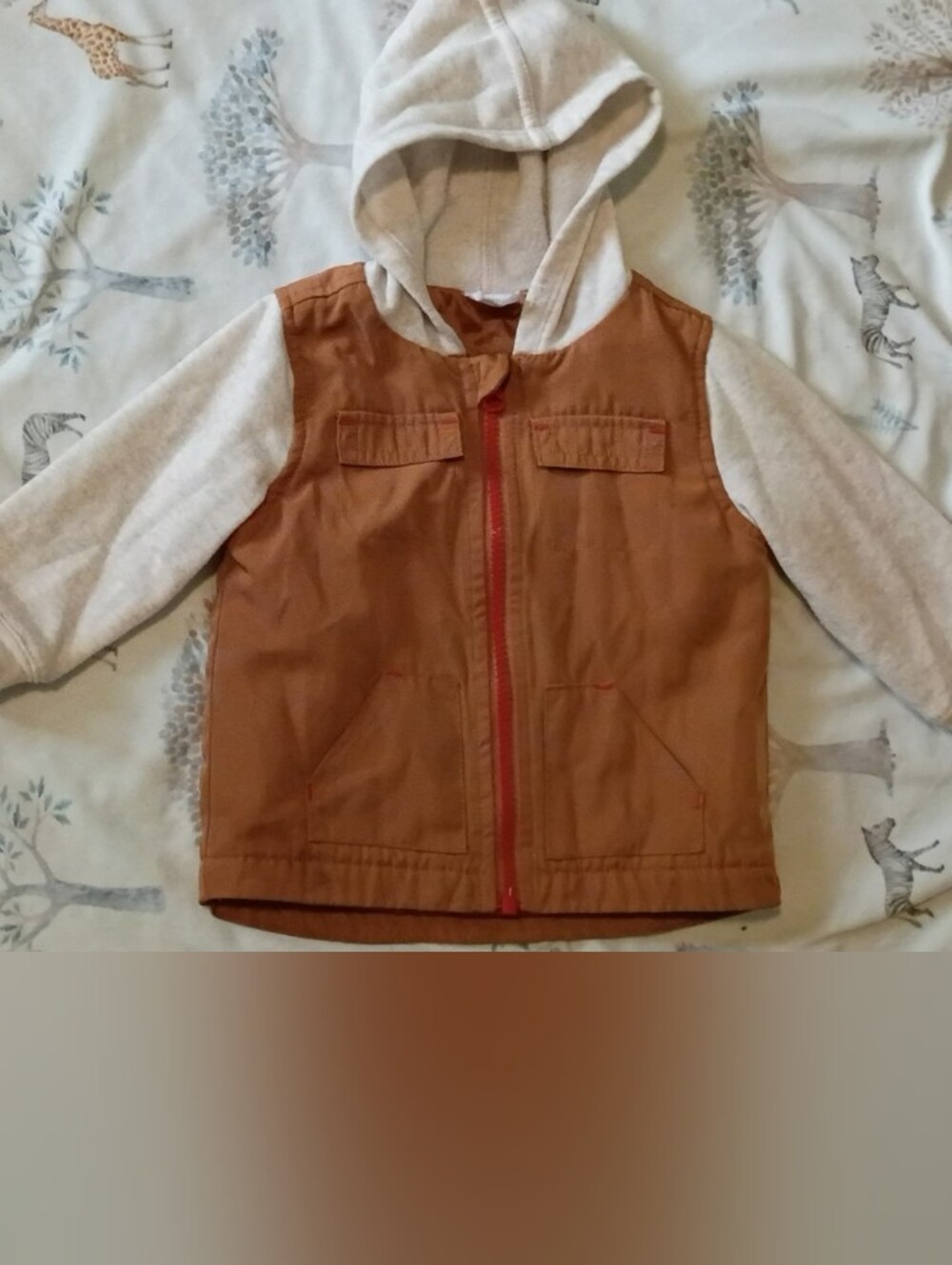 wonder nation Brown and Cream Hooded Jacket